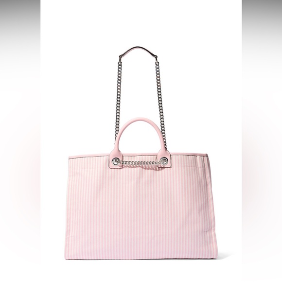 Victoria's Secret Pink Striped Tote with Chain and Top Handles - Picture 4 of 4